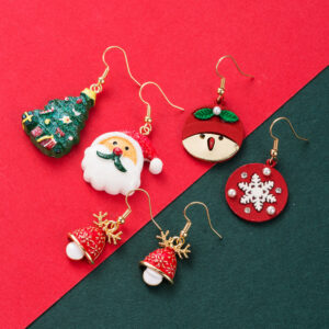 Christmas Series Santa Claus Snowflake Elk Earrings With Diamonds