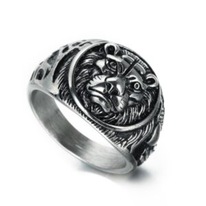 Tiger head lion vintage stainless steel ring