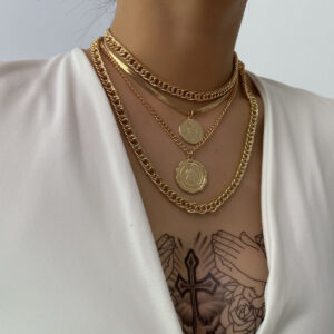 Hip Hop Thick Chain Necklace Lace Tag Necklace