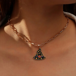 Creative Alloy Dripping Oil Magic Hat Ghost Festival Necklace