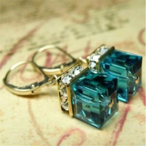 New Earrings Blue Green Square Fashion Personality Women's New Ear Jewelry Wild Style Trend