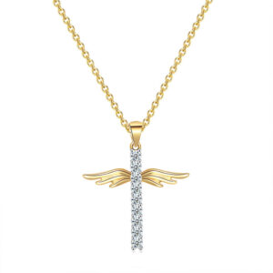 Fashion Angel Wings Cross Decorated Necklace