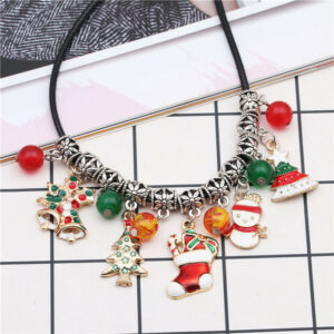 Fashion Agate Bead DIY Pendant Snowman Matching Necklace