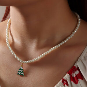 Snowflake Bell Christmas Tree Necklace