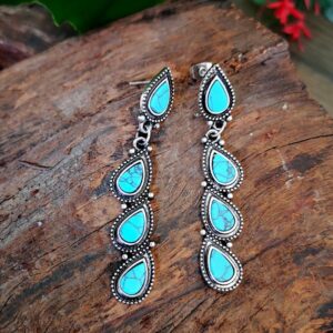 Fashion Lady Creative Tree Leaf Turquoise Earrings